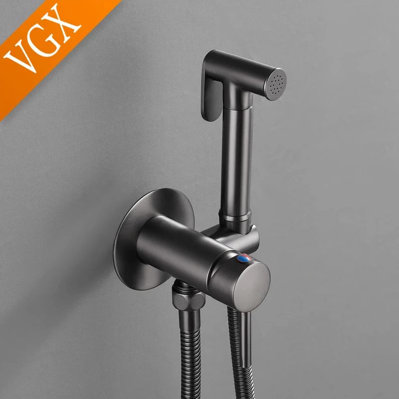 VGX Brass Bidet Faucet Set Handheld Ducha Higienica Hot Cold Toilet Crane Women Washer Bathroom Shattaf Sprayer Hygienic Shower