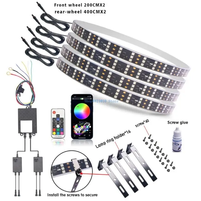 T3LF 12V Wheel Light with Phone and Remote for Car Styling Use