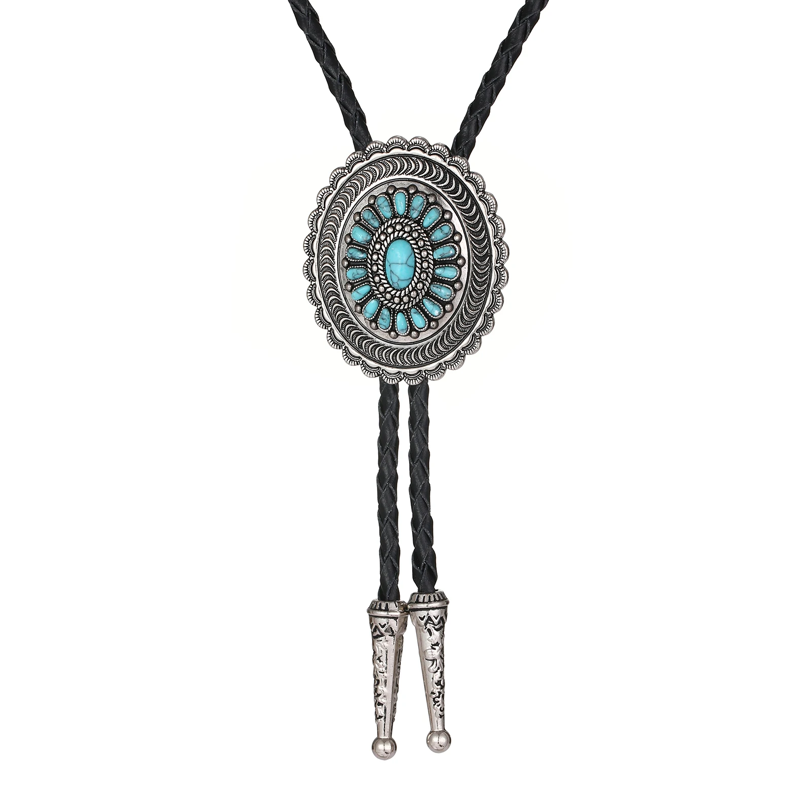 Ethnic wind Sunflower turquoise Bolo Tie