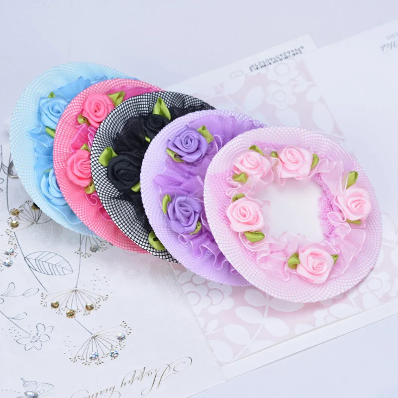 Flower Mesh Lace Girl Bun Hair Nets Drawstring Elastic Hair Band Hair Net Cover Hair Accessories Ballet Dance Scrunchie Headwear