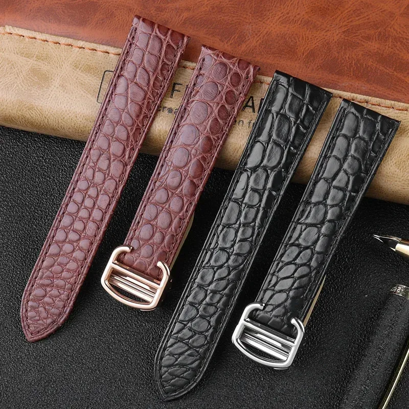 Crocodile Watchband 16 18 20 22 23 24mm Bracelet  For Cartier Tank London Solo Genuine Leather Watch Strap Men Women Accessories view 2