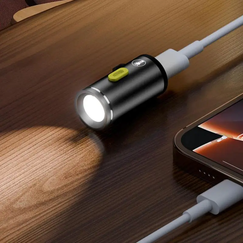 Type-C LED Multifunctional Strong Light Pocket Keychain Flashlight Outdoor Hiking Camping Mini Flashlight Small Pocket Lights