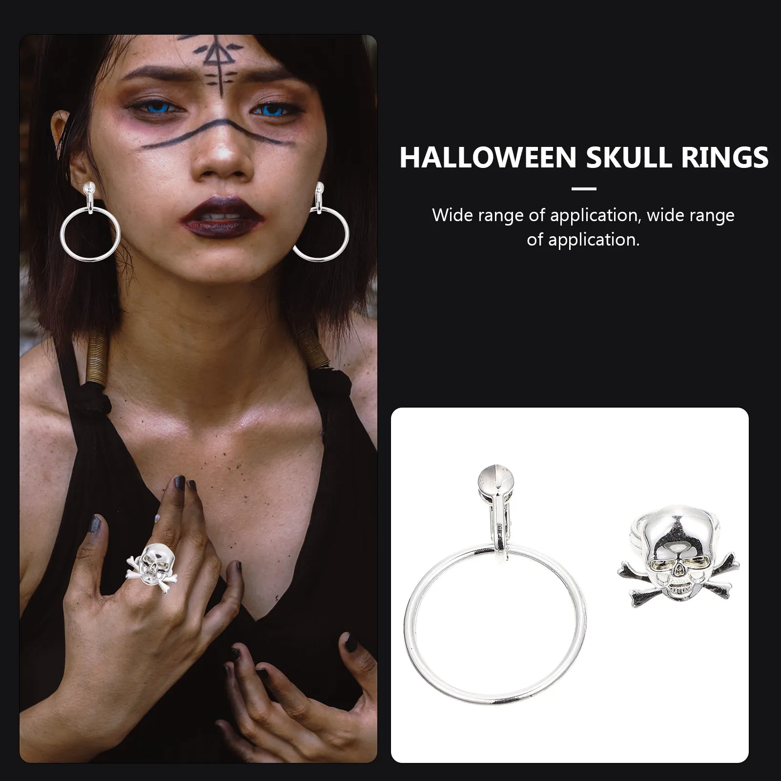 20pcs Halloween Pirate Skull Rings & Earrings Set – Assorted Colors Plastic Costume Jewelry for Party