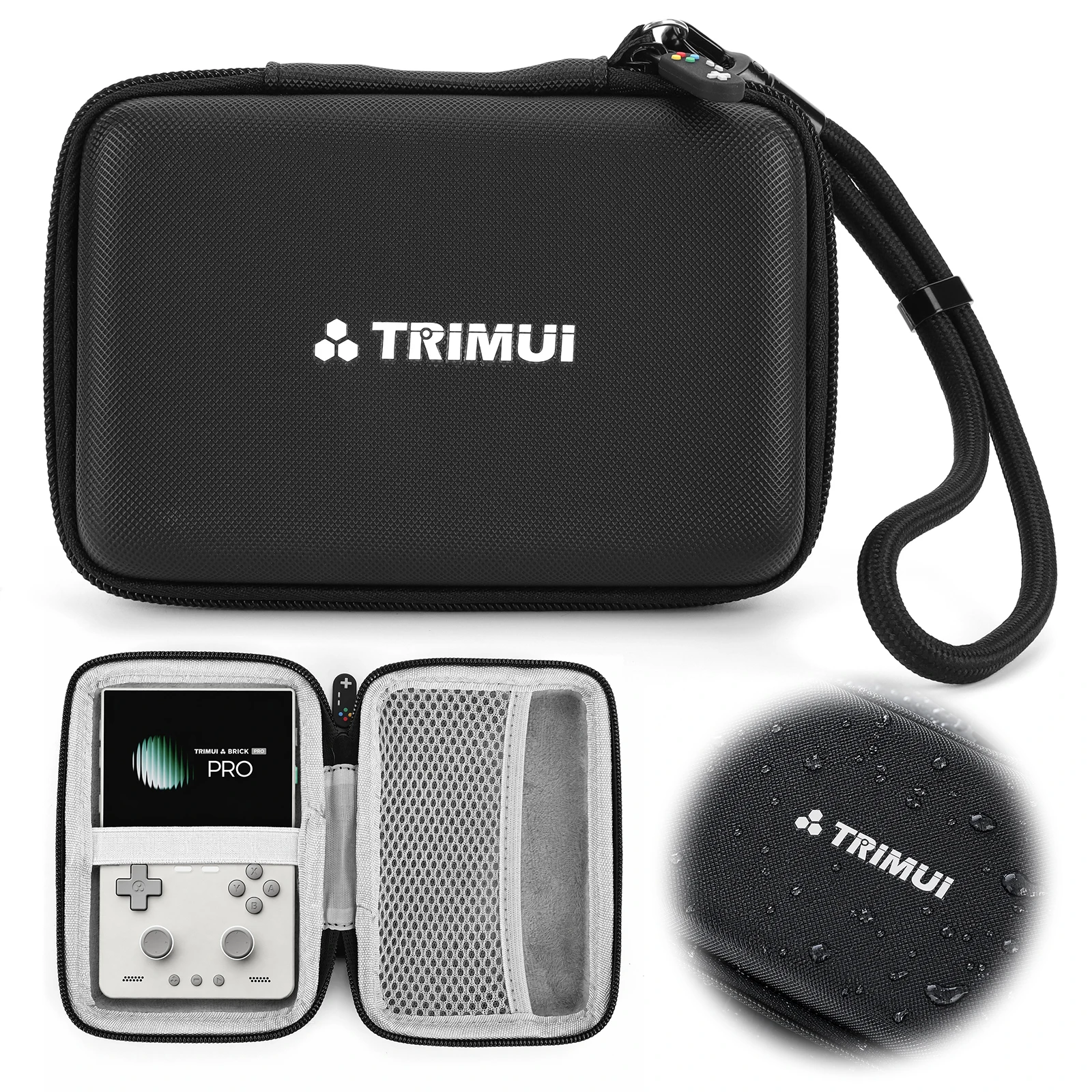 Travel Carrying Bag for Brick Pro Handheld Console Hard Shell Tempered Glass Protector Wrist Strap Bundle