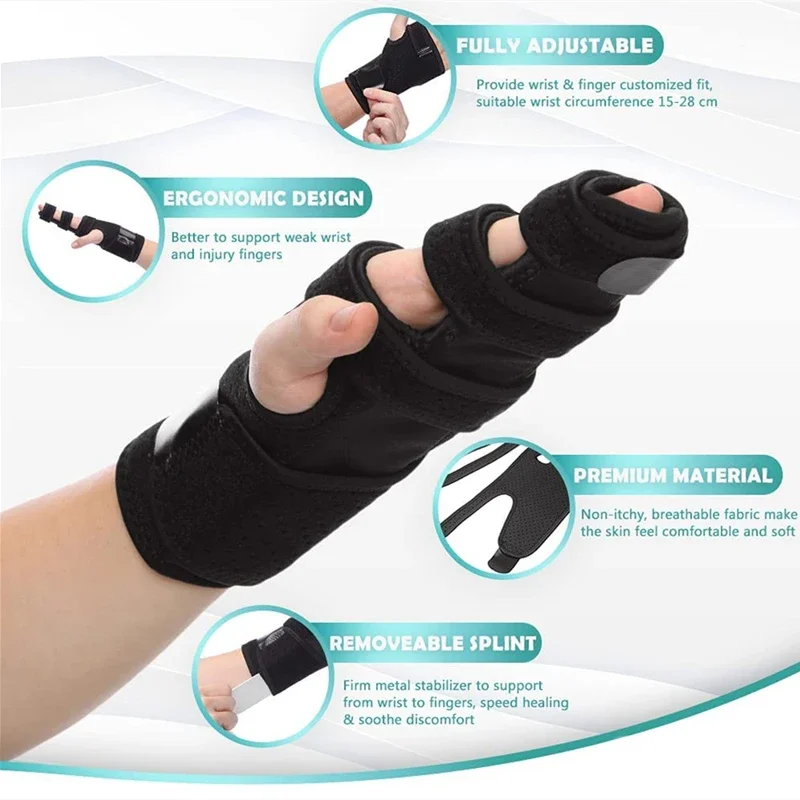 Men Women Trigger Finger Splint Adjustable Finger Support Brace for Broken Joints Sprains Tendonitis Pain Relief Hands Protector