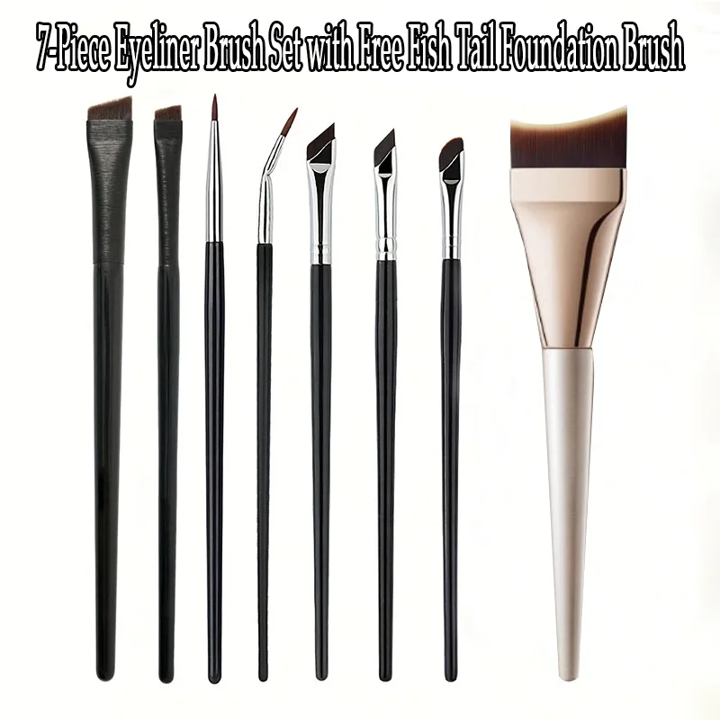 فرشاة آيلاينر رفيعة للغاية بزاوية دقيقة، فرشاة حواجب مسطحة، فرشاة دقيقة للماكياج ﻿