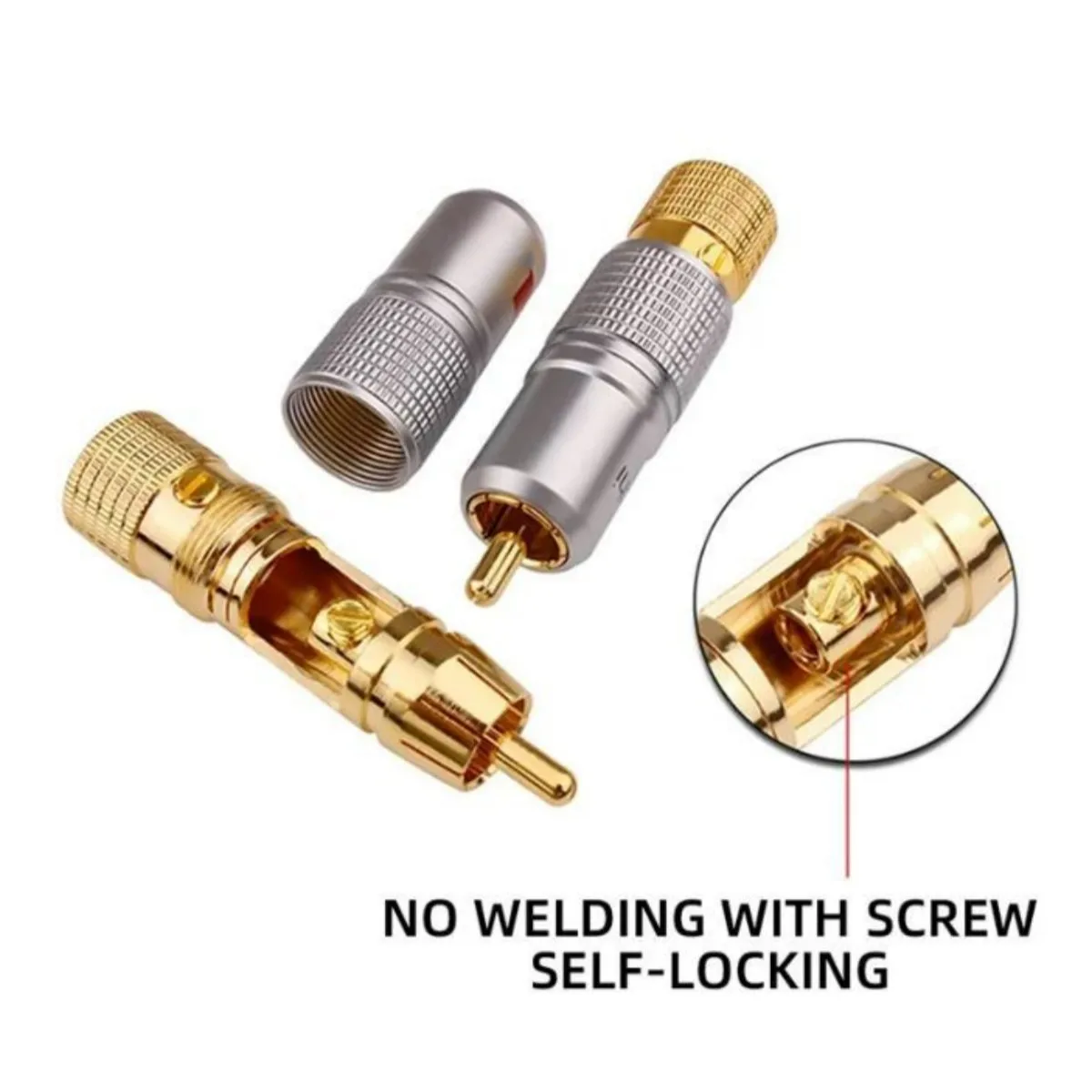 50-100pcs RCA Plug Batch Speaker Terminals Audio Adapter For Soldering 10mm Gold Plated Copper Speakon Male Wire Connectors