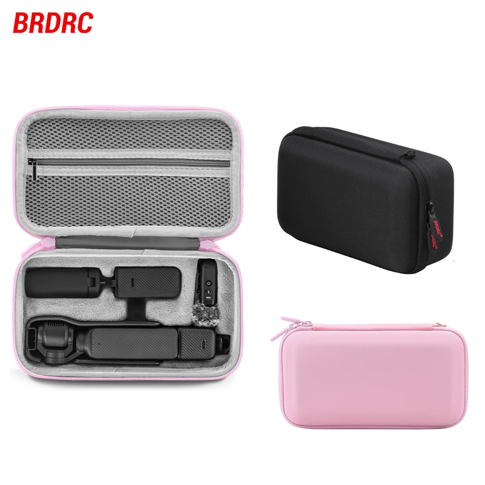 BRDRC Aufbewahrungstasche für DJI Osmo Pocket 3, tragbare Tragetasche, langlebige Schutzhandtasche, Outdoor-Reisetasche, Schwarz/Rosa