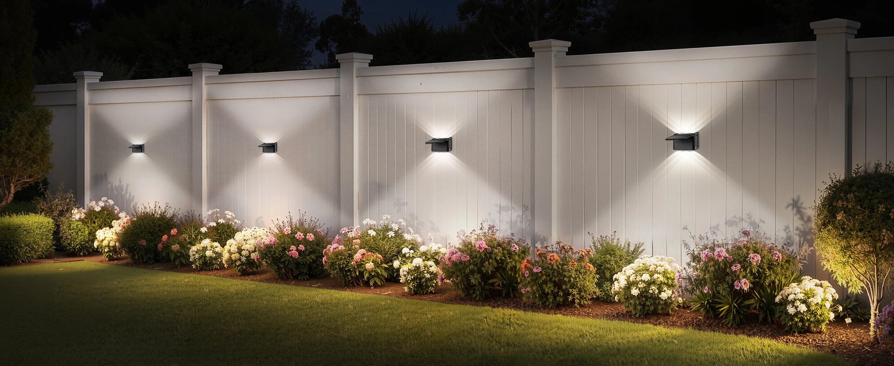 intelamp 2 Pack Outdoor Solar Wall Lights Dusk To Dawn Fence Deck Patio Light 3 Colors Mode With Remote For Wall Terraces Fences