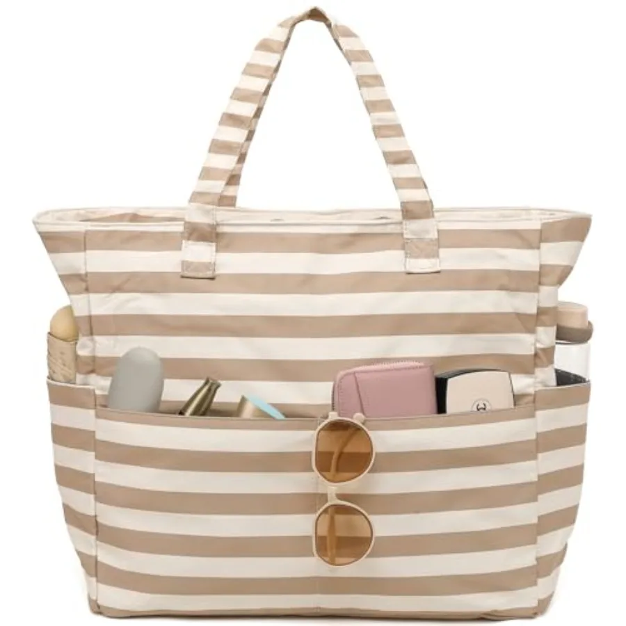 

Large Beach Bag Women Waterproof Sandproof Zipper Beach Tote Pool Bag for Swim Gym Grocery Travel with Wet Pocket Waterproof