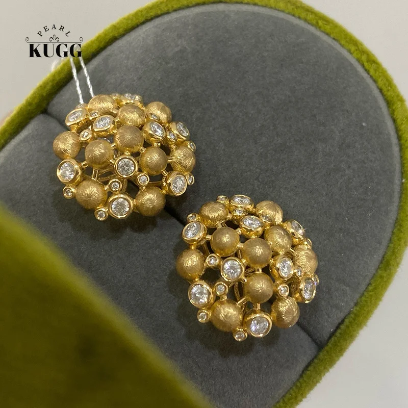 

Серьги KUGG из 100% 18-каратного желтого золота, роскошные серьги-гвоздики с натуральными бриллиантами 0,90 карата, ювелирные изделия во французском стиле для женщин, высококачественные украшения для вечеринок