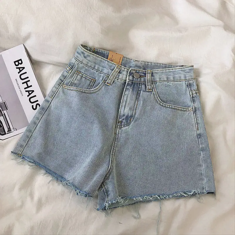 

Women's summer high-waisted loose denim shorts that cover the body2021New Korean-style slim-fit clothing for studentsaWide-leg f