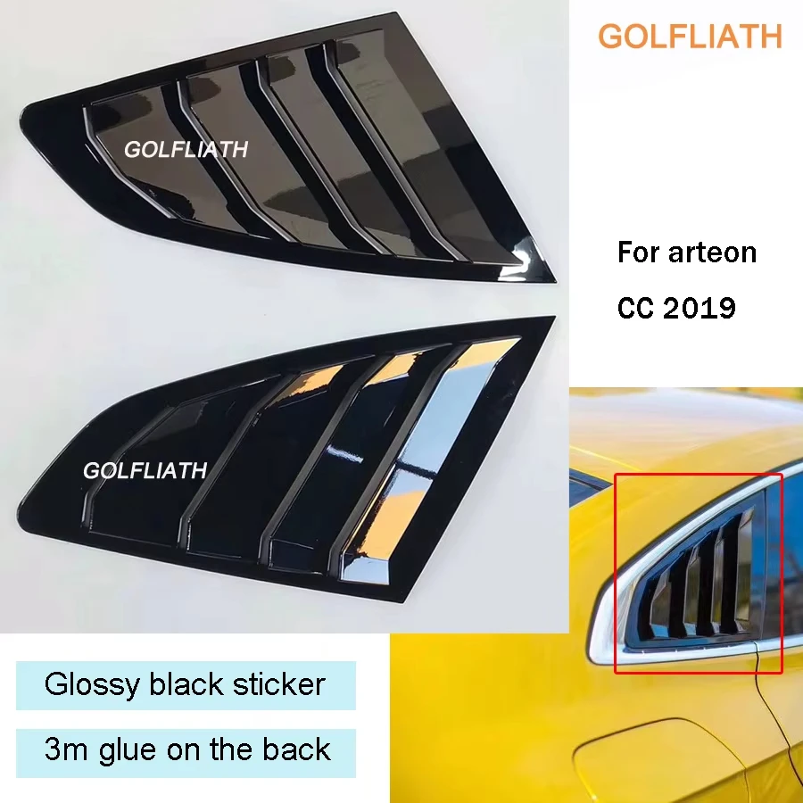 

Glossy Black Exterior Door Louver Window Trim Stickers Accessories for Volkswagen Arteon CC 2019