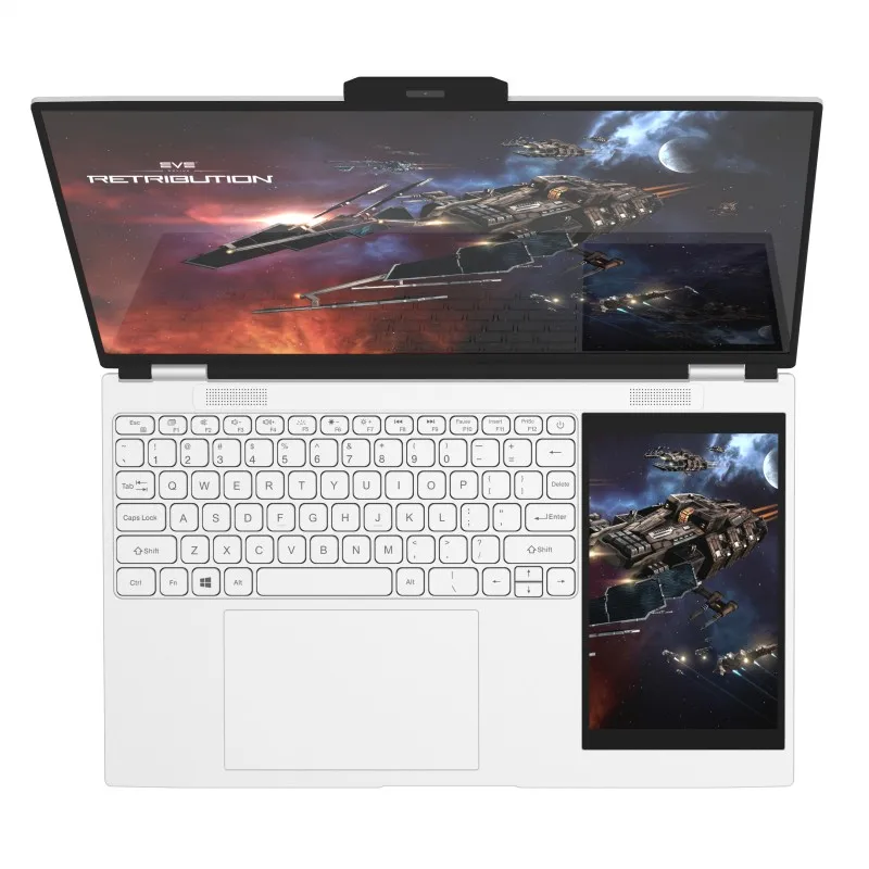 15,6-inch IPS 2K vierzijdig smal scherm 7-inch IPS touchscreen Laptop met twee schermen Intel N100 256GB 4 Core 4 Thread 3,4GHz