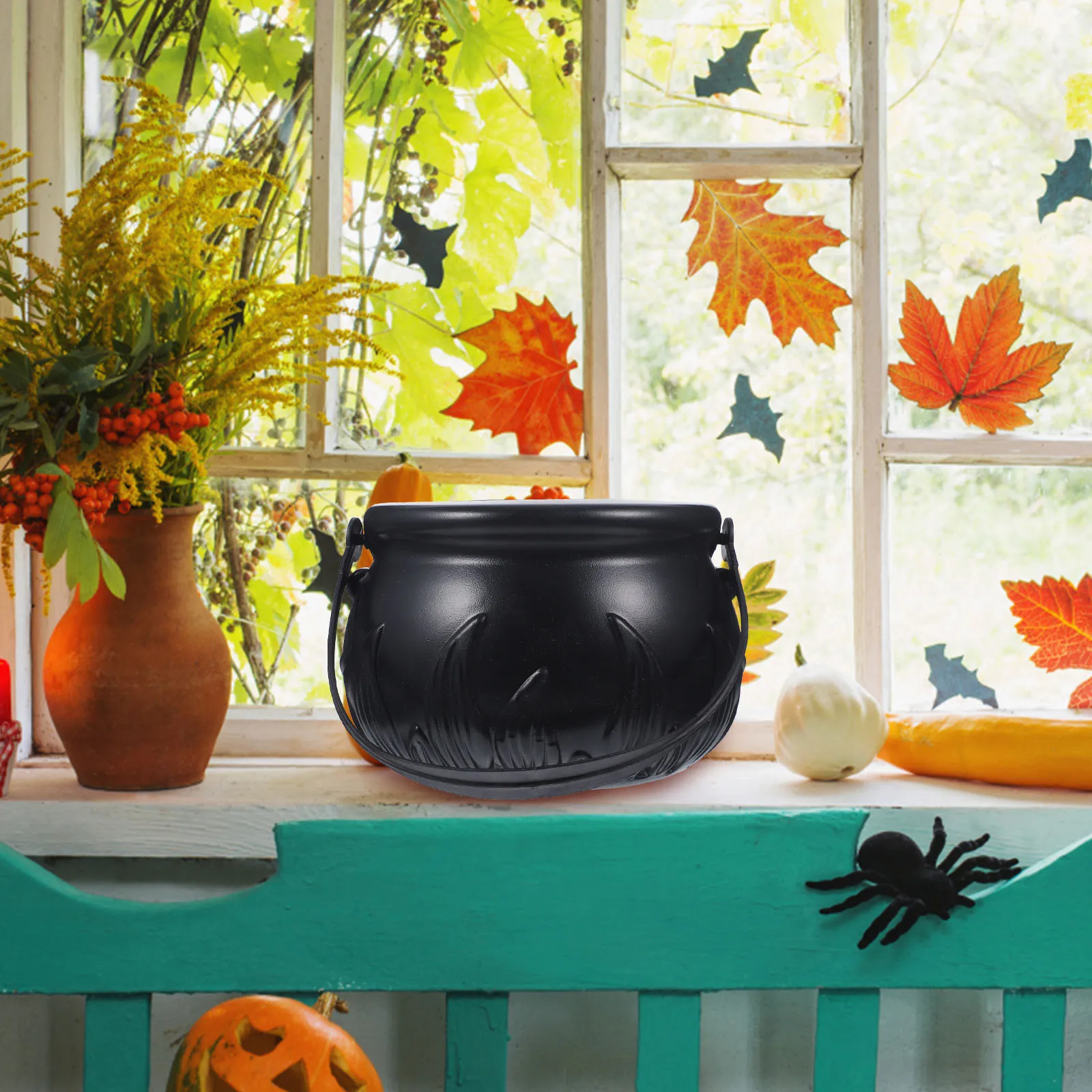 

Halloween Witch Candy Bucket Black Plastic Solid Candy Jar Holder for Halloween Party Decorations Witch Bucket