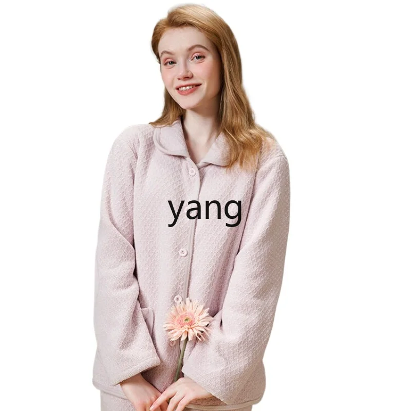 

Yjq warm chenille coral fleece pajamas set women's autumn and winter sweet can wear loungewear