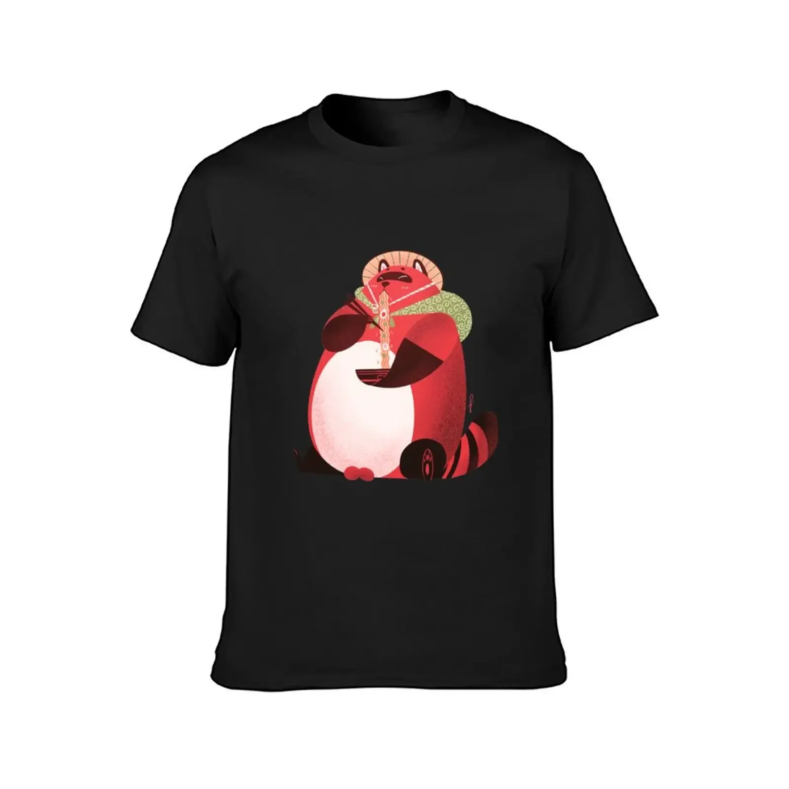 Red Tanuki eating Ramen T-Shirt blacks plus size clothes cheap stuff mens plain t shirts