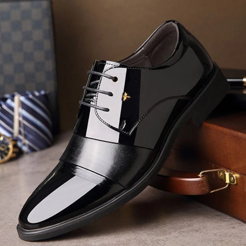 Chaussures habillées en cuir pour homme à bout rond, style jeune, pour étudiant, à semelle plate, grande taille, avec rehausseur discret