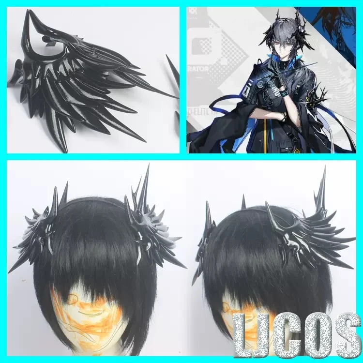 Anime Arknights Logos Wings Hair Clip Cosplay Costume Headdress Headband Barrettes Hair Accessories