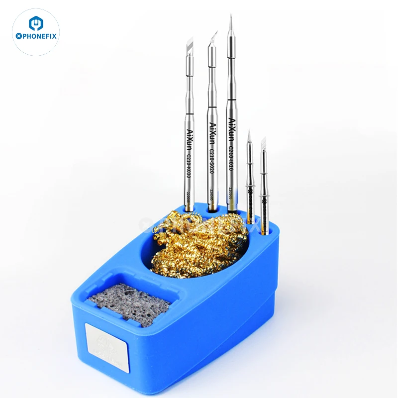 Electric Soldering Iron Cleaning Ball Desoldering Mesh Filter Cleaner Copper Wire Cleaner Ball Metal Solder Dross Box + Sponge