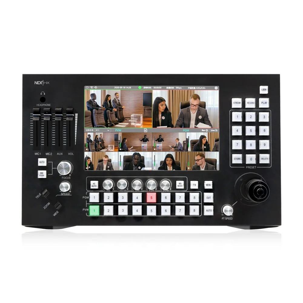 Touch Screen 8 Channel Seamless Broadcast Camera Video Mixer Switcher for Streaming SDI RTMP Multi-network