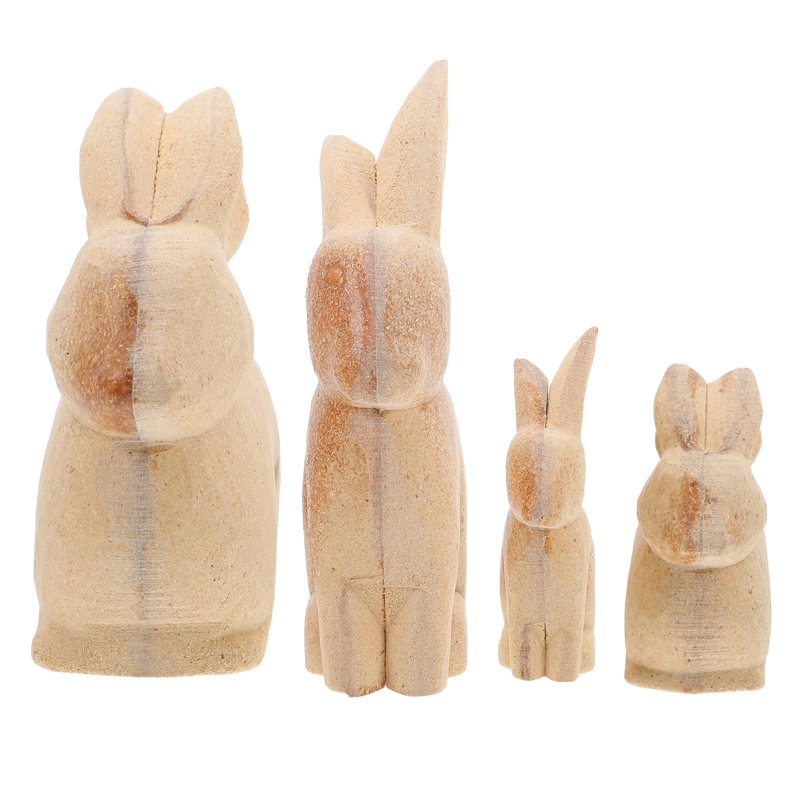 

4 Pcs Painted Wooden Ornaments Bunny Table Sign Desktop Figures Shaped Signs Statue