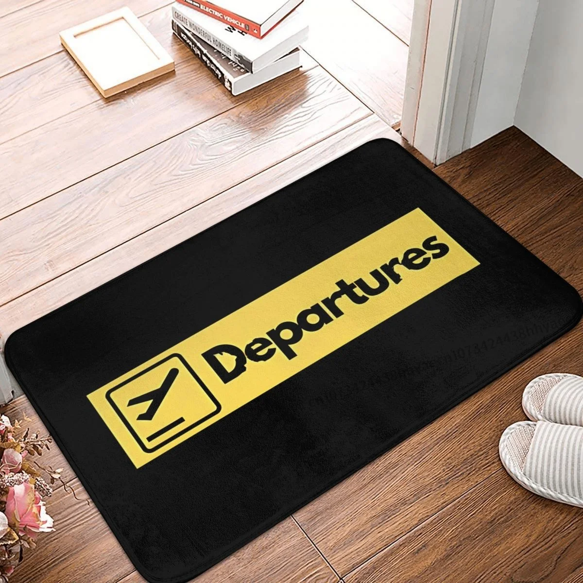 Airplane Airport Sign Bath Mat Airport Departures Sign Doormat Flannel Carpet Entrance Door Rug Home Decor