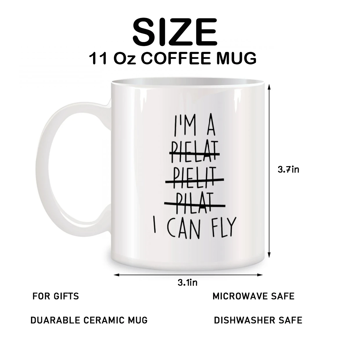 I Can Fly Mugs For Funny Pilot Aviation Gifts for Men Women Birthday Gifts Novelty Coffee Ceramic Tea Cups White 11 oz