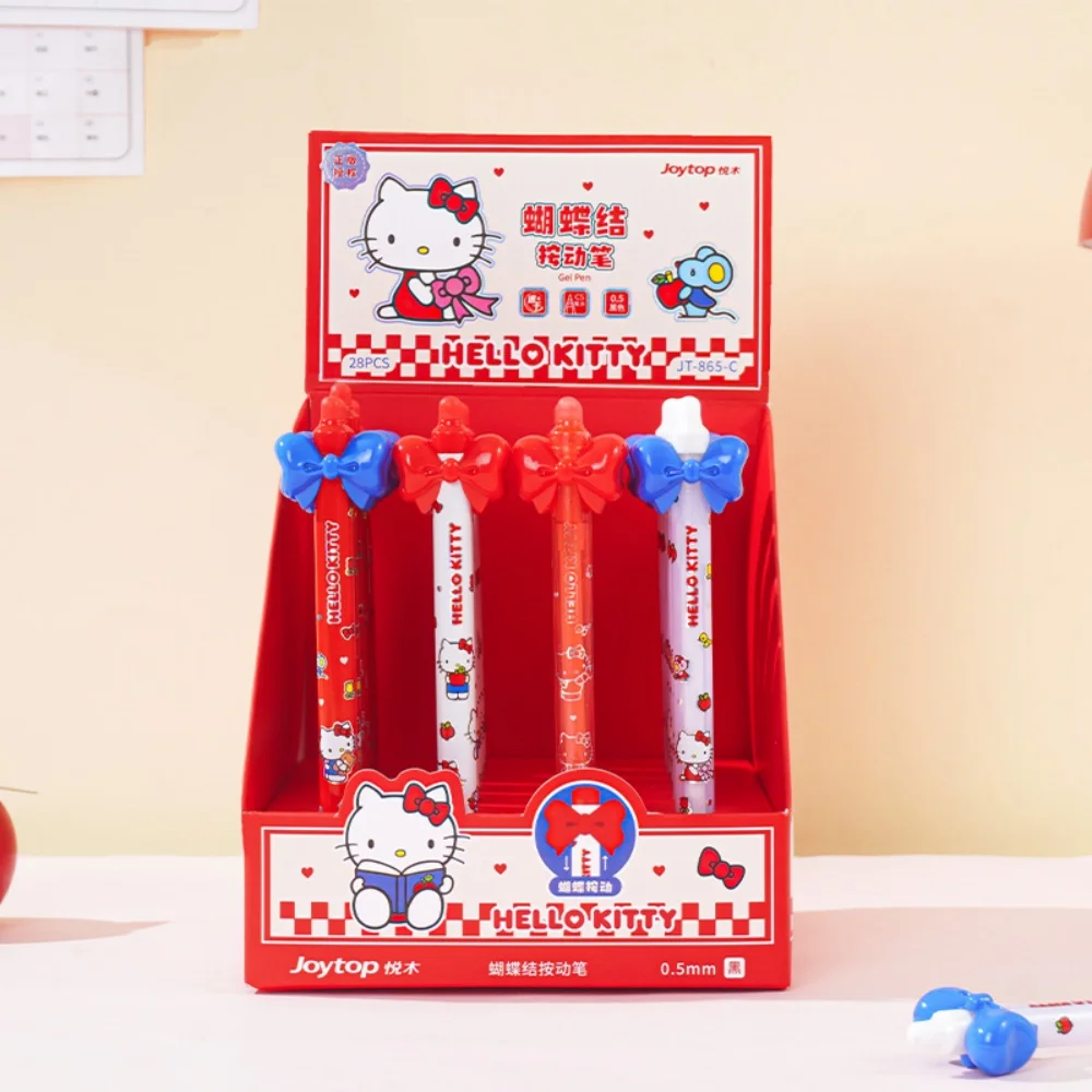 Genuine Sanrio Hello Kitty Butterfly Decor Retractable Gel Pen Cute Press Type Writing Pen for Women Daily Note School Supplies