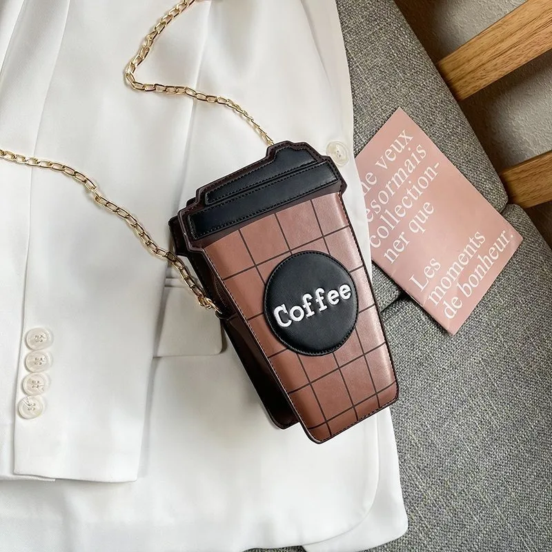 

Funny and Personalized Coffee Cup Bag, Fashionable European and American Style Diagonal Cross Bag, Cute Women's Bag, Small Bag