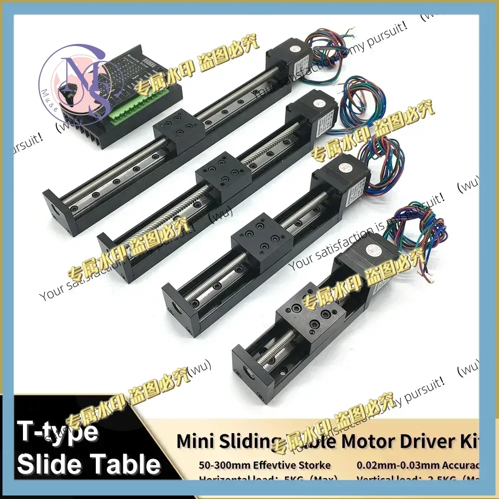 X Y Z Axis Motorized Slide Table T-type Linear Guide Rail Stage CNC Mini Sliding Table Motor Drive Kit Electric Linear Stage