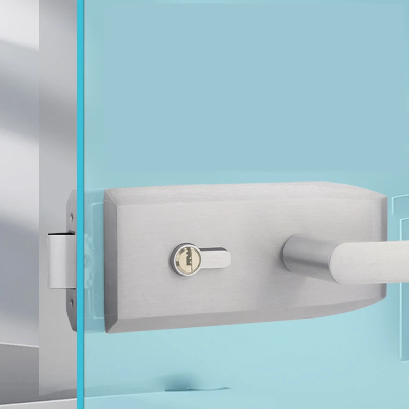 

Glass Lock Cylinder Partition Double Handle Stainless Steel Bathroom Single Handle No Frame Notch Key Office Double DoorHardware