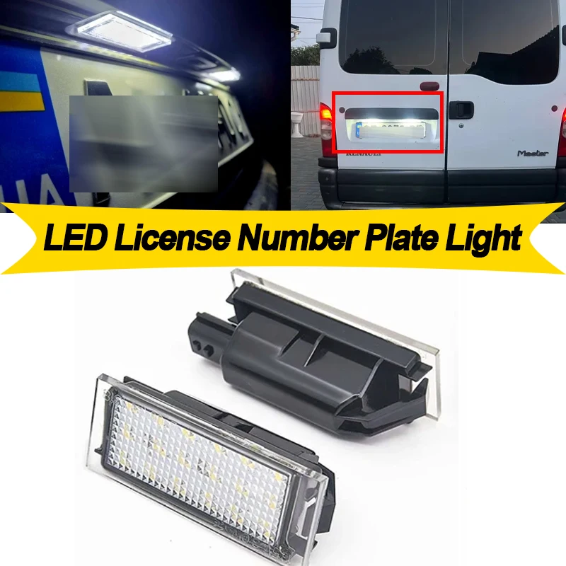 2 uds para Renault Megane 2 Clio Laguna 2 Megane 3 Twingo Master Vel Satis Opel Movano coche LED blanco número luz de matrícula