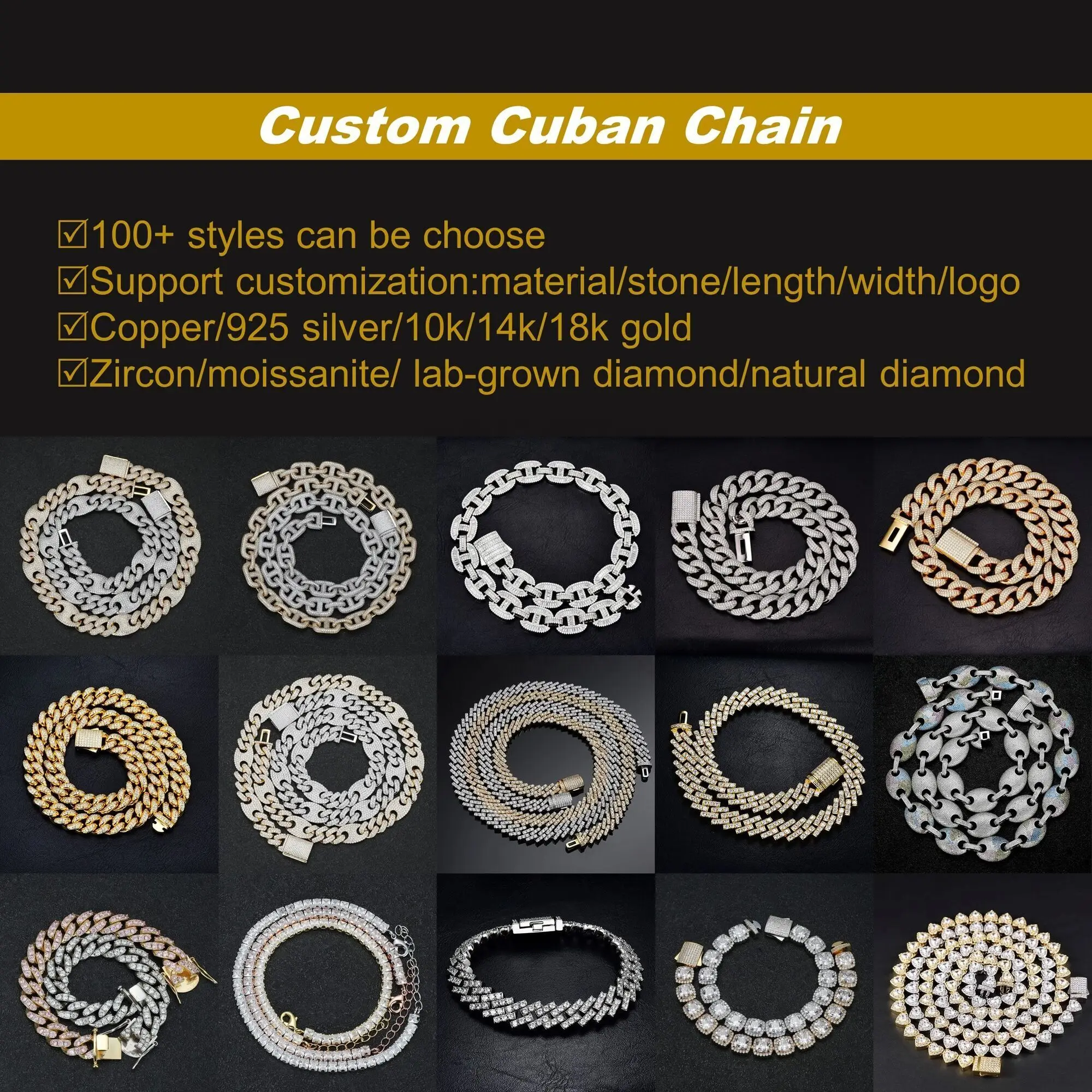 Iced Out 20mm 20-26 polegadas Snap Fastener Mens Miami Cuban Link Colar Hip Hop Moissanite Bling Prong Corrente Cubana