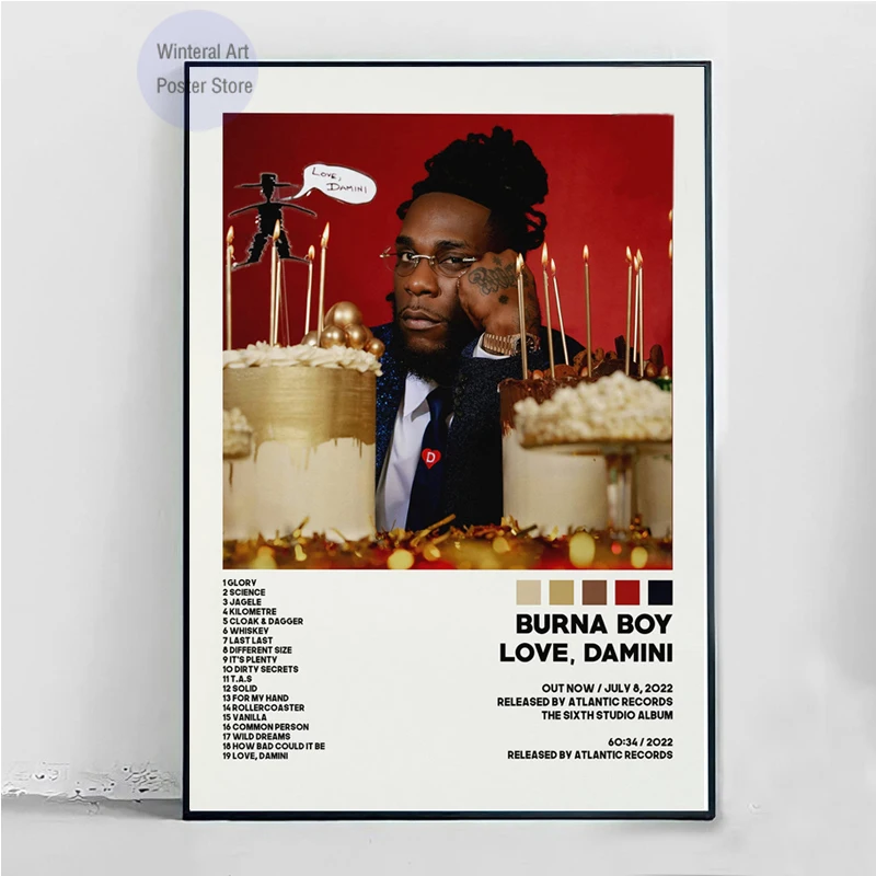 MT1300 Burna Boy Posters Love Damini Tracklist Music Album Wall Art Picture Canvas Painting Poster Prints Living Room Home Decor