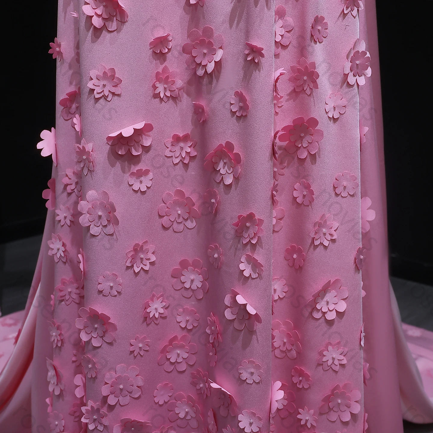 Sharon Said – robe de soirée droite rose de luxe, haute qualité, fleurs 3D, épaules dénudées, robes de soirée de mariage personnalisées pour femmes