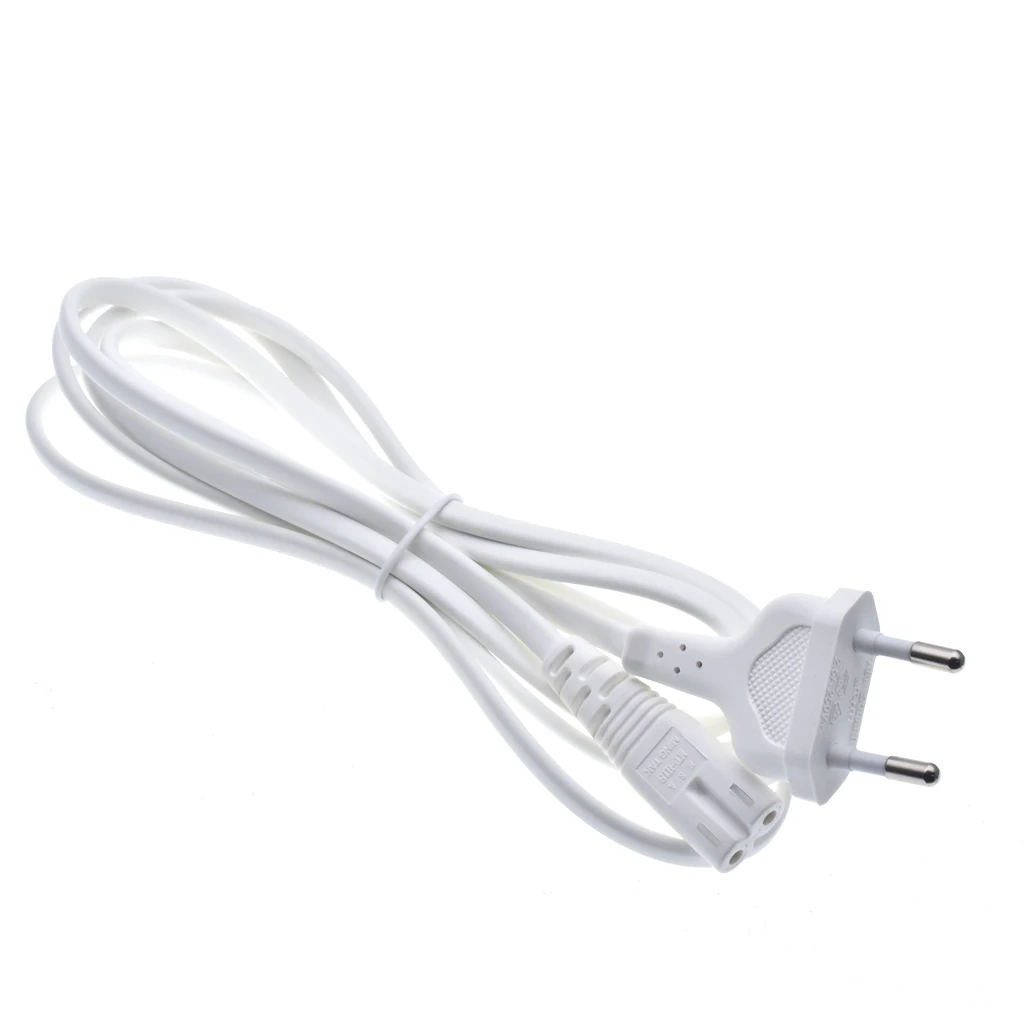 1.8m 6ft White AC power cord EU Europea VDE Approval for samsung LED Smart TVs IEC320 C7 Figure 8 lead, PS3 PS4 Power Cables