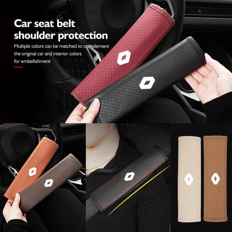 Leather Car Seat Safety Belt Soft Protector Shoulder Strap Pad For Renaul Koleos Kadjar Scenic Megane 4 2 3 Trafic Logan