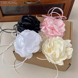 Large Flower Choker For Women Short Necklace String Knot Style Aesthetic Fashion New Item Cute Romantic Party Jewelry 2023339