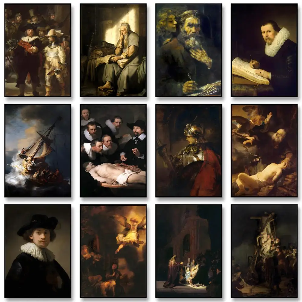Rembrandt van Rijn emotional Poster Self-adhesive Decal Living Room Bedroom Party Bar Decor Moisture-proof Fade-resistant