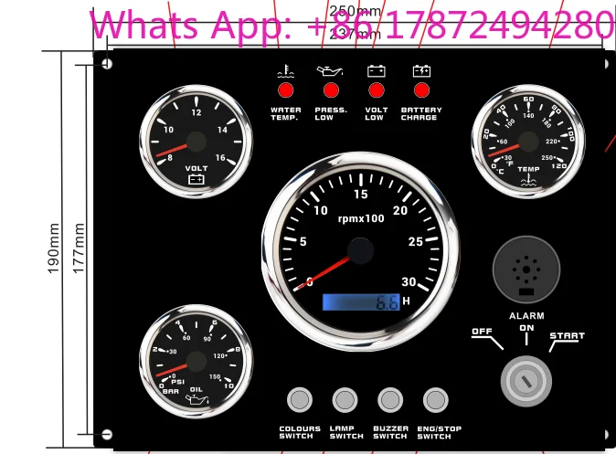 Boat Accessories 4 Pieces Gauge Instrument Panel