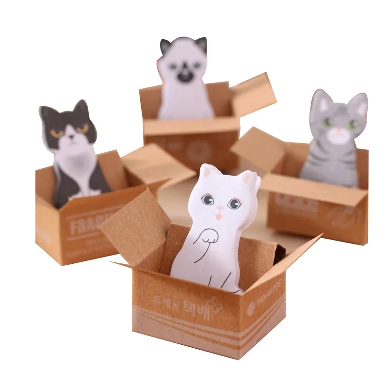 Korean Version of Cute Cardboard Box, Cat, Small Notepad, Notepad, N Times, Note Memo Pad Stationery