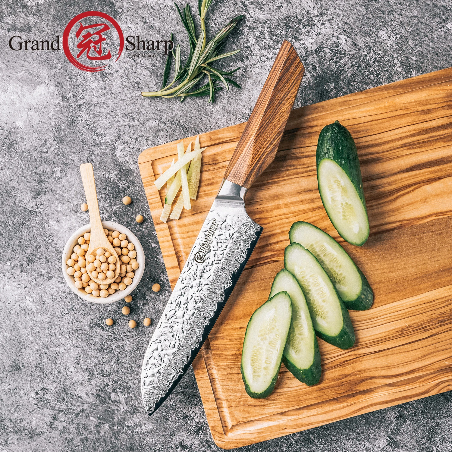 

Grandsharp 7''Santoku Knife Japanese 67 Layers Damascus Aus-10 Steel Chef Utility Knives Africa Rose Wood Handle with Gift Box