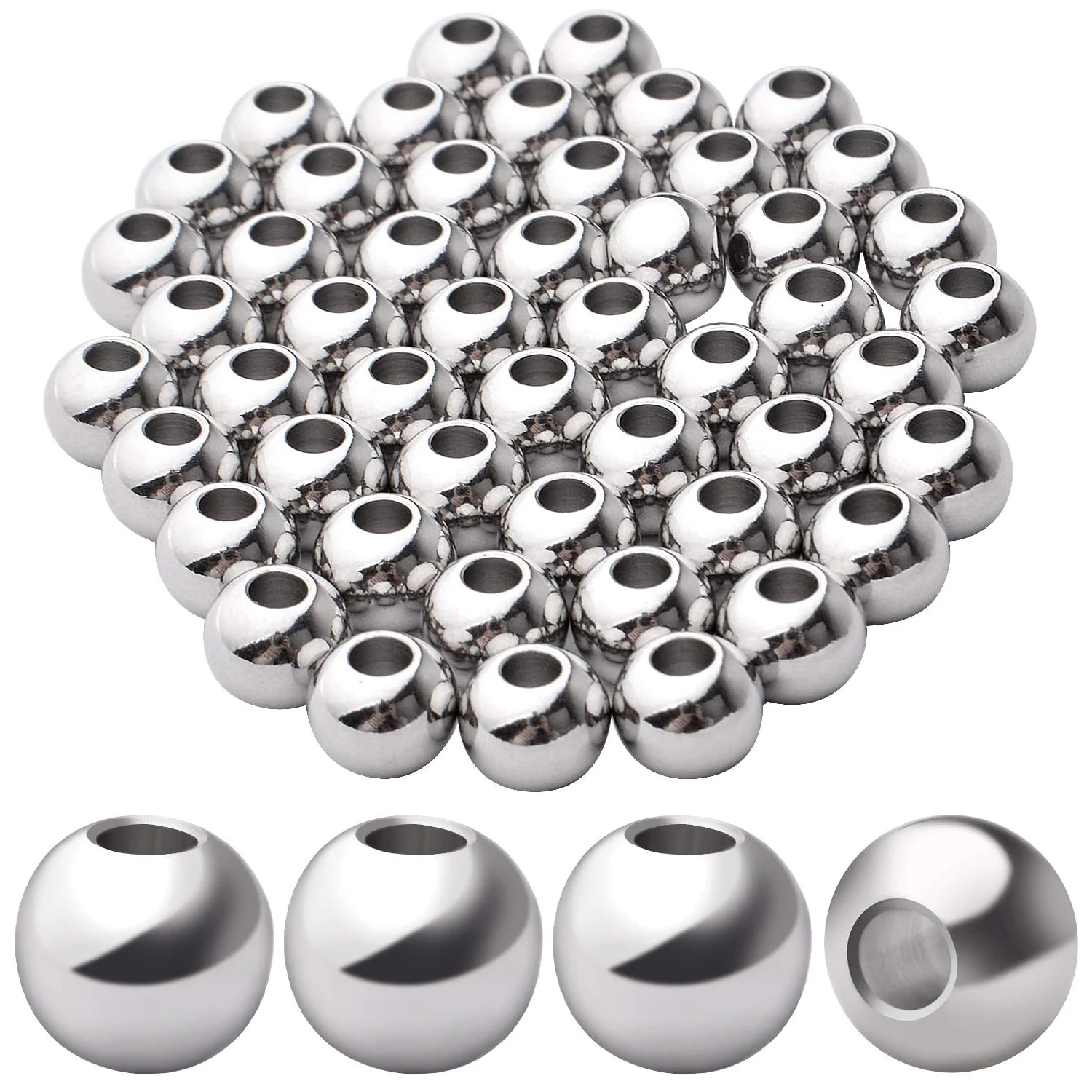 

50 шт. круглых бусин-разделителей, гладкие бесшовные бусины-шарики, бусины-рондели, разделители для украшений, шармы для изготовления ювелирных изделий своими руками