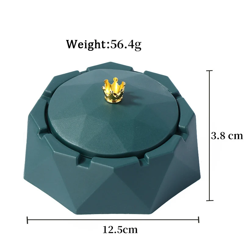 Nordic Style Geometry Ashtray with Crown Handle Lid Cigarette Holder 12.5*3.8cm Creativity Windproof Ash Tray Smoking Accessory