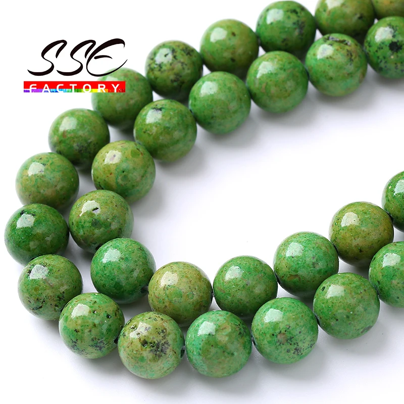 Natuurlijke Afrikaanse Groene Jaspers Kralen Ronde Losse Kralen Diy Armbanden Kettingen Voor Sieraden Maken 4 6 8 10 12mm 15 \