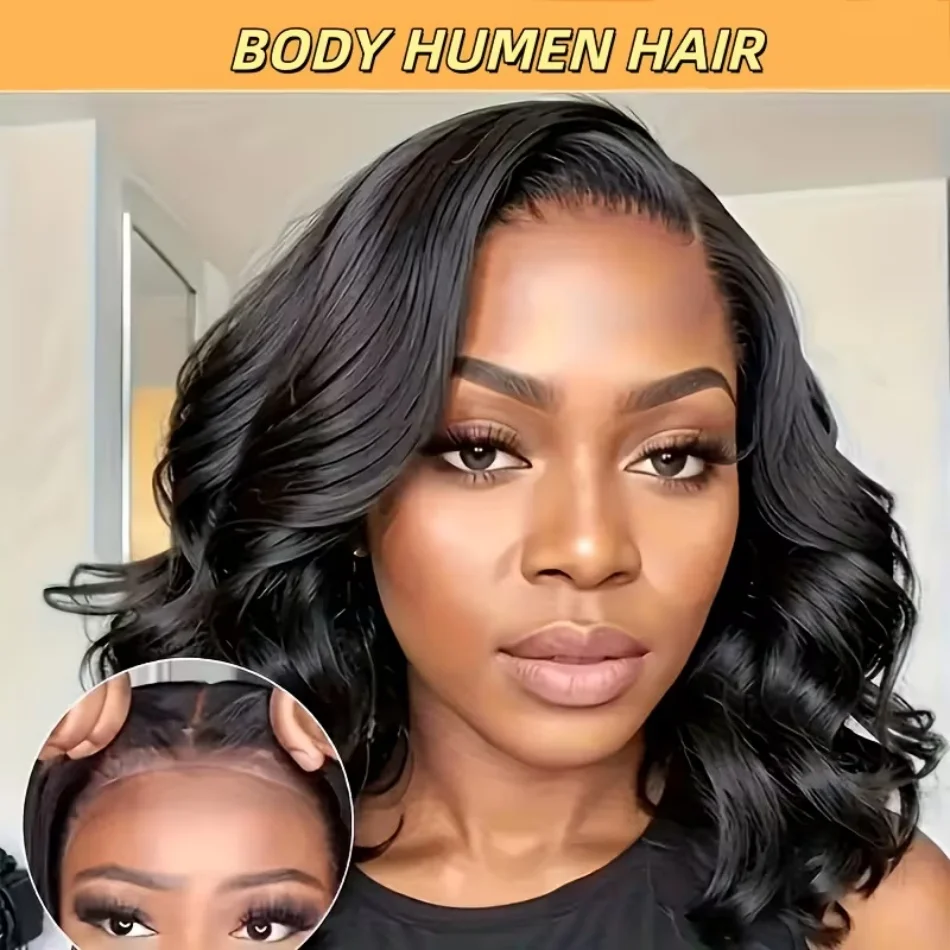 

Готовый к использованию короткий парик-боб 4X4 5X5 с эффектом Body Wave, без клея, из натуральных бразильских волос, без фронтального шнура, предварительно нарезанный, без клея, для женщин