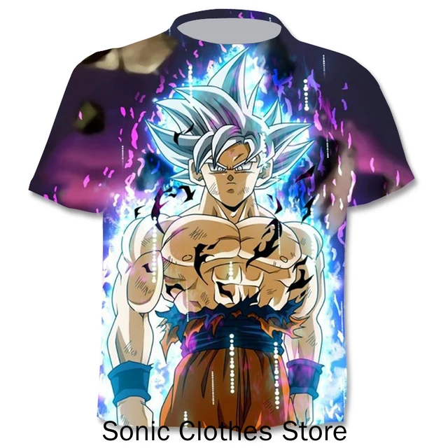 Camiseta Colorida de Anime Japonés Dragon Ball con Estampado 3D de Goku Vegeta Fusion Saiyan Gogeta para Niños y Adultos, Ropa de Cosplay