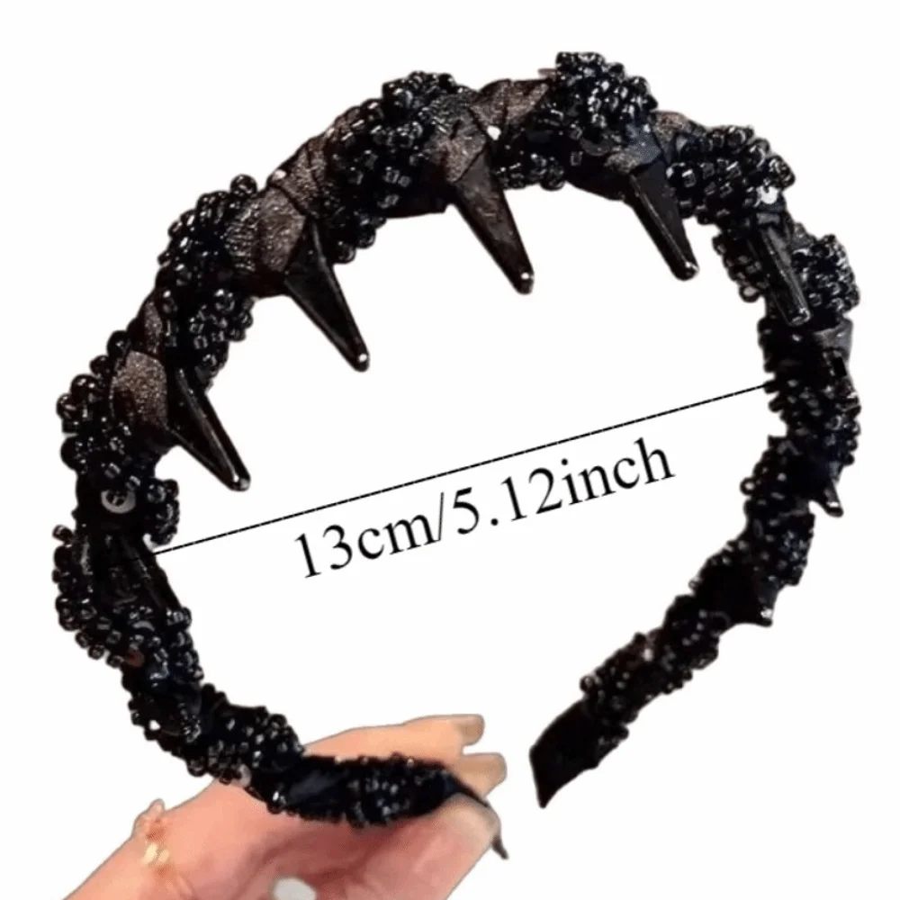 비즈 장식의 푹신한 헤어밴드, 웨이브 디자인 헤어밴드, 한국 스타일 빈티지 웨이브 헤어밴드 (학생용)