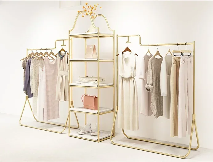 Clothing store clothes hanger women's store shelf display rack side hanging ground type decoration